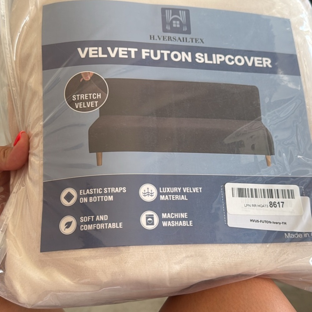 Cream Velvet Futon Slipcover